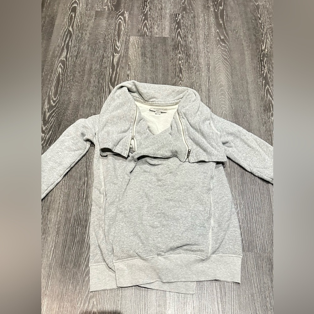 All saints wrapped sweater cardigan with zip feature size small